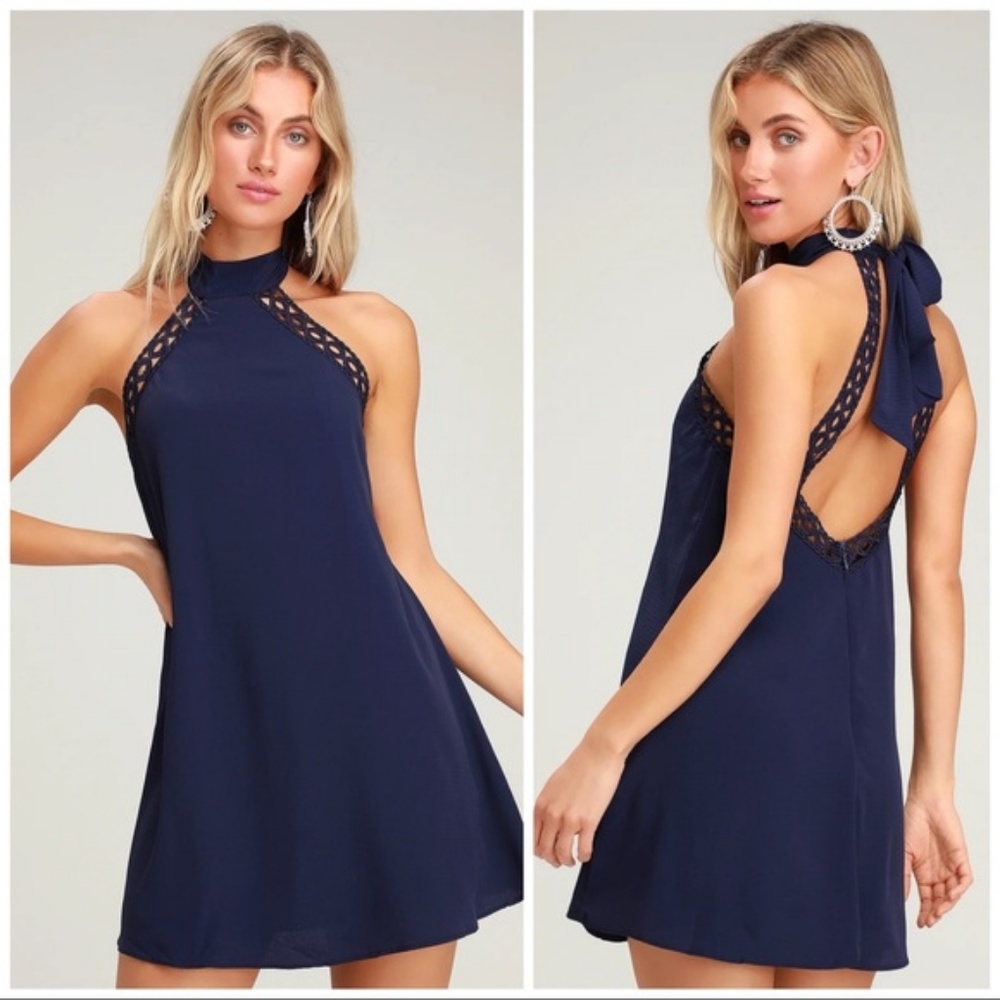 Lulus Navy Blue Halter Dress